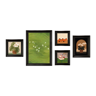 中古风客厅装饰画沙发背景墙挂画法式复古油画高级感餐厅组合壁画