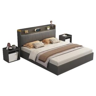 气压高箱储物床简约现代双人床实木主卧收纳床板式床单人床箱体床