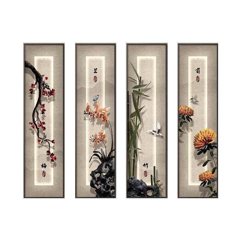新中式梅兰竹菊客厅装饰画禅意四现代装饰画