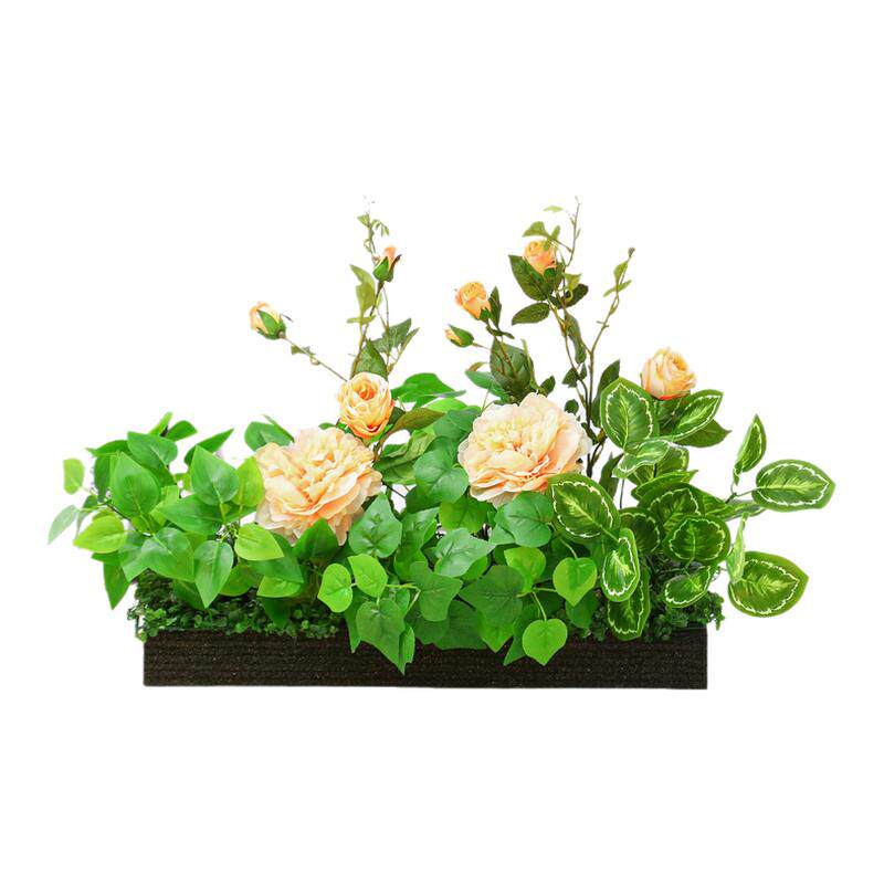 粉色仿真小花多叶绿植盆栽室内