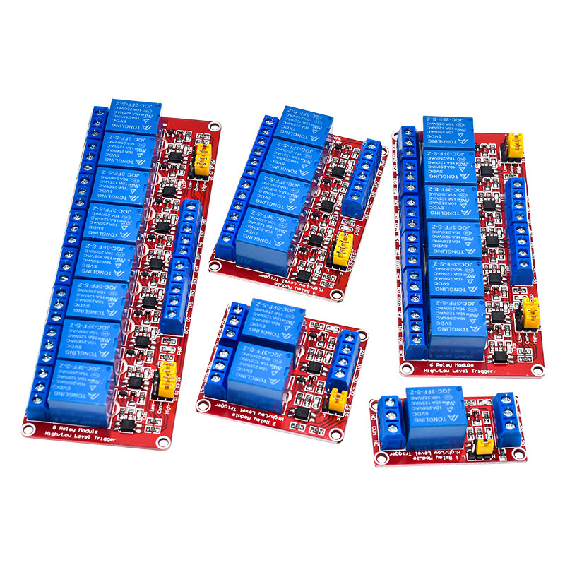 1 2 4 8路5V12V24V继电器模块带光耦隔离开发板支持高低电平触发