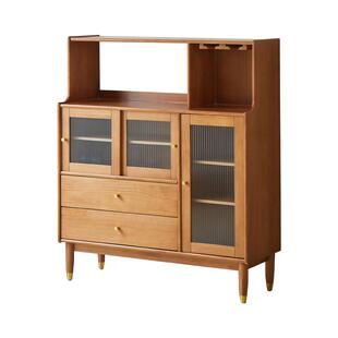 全实木餐边柜茶水柜现代简约客厅收纳柜靠墙一体储物柜厨房置物柜