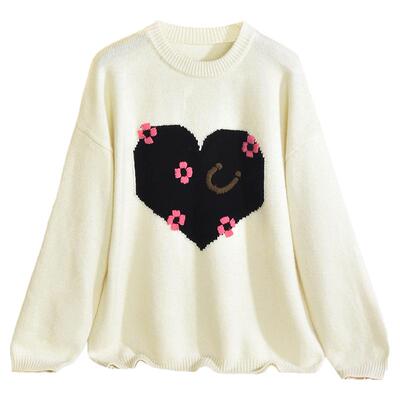 拼色图案羊毛微弹毛衣