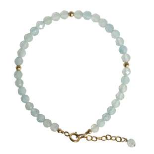 三月生辰石天然海蓝宝水晶极细14K注金手链女ins定制纯银原创设计