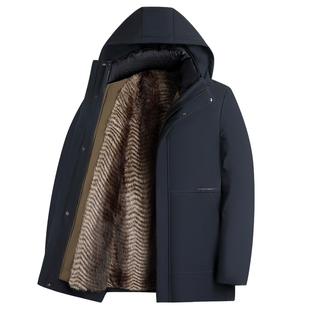 爸爸冬装可卸内胆保暖棉衣新款中年男士加绒加厚外套中老年防寒服