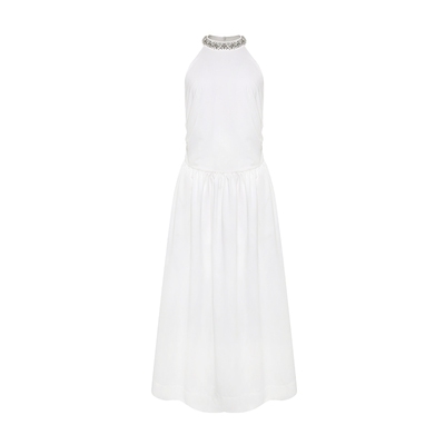 Maison Wester2025春季新款波嬉风收腰缝钻无袖长裙千金感连衣裙