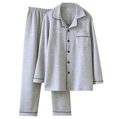 男士空气棉纯色长袖长裤睡衣