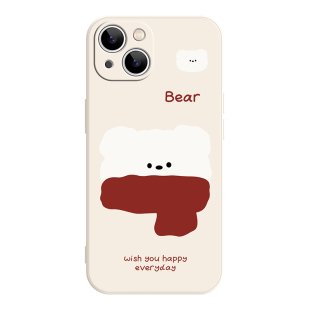 红围巾小熊iPhone17promax苹果16小米15华为mate80新款13冬季可爱pura80适用reno14荣耀90vivoX300情侣手机壳