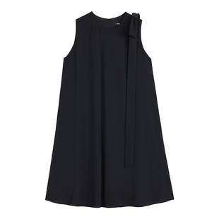 pusumede 南法假日 极简无袖连衣裙女蝴蝶结背心裙圆领高级感短裙