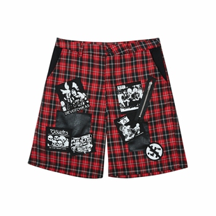Morbid “a couple of bands I like” punk shorts 高腰贴布短裤