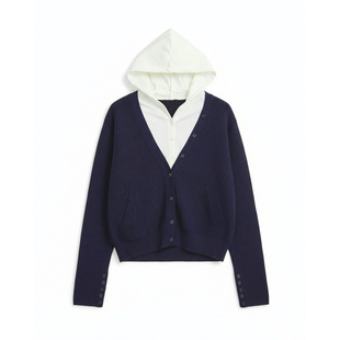 SPEAR YOUTH“拥抱的理由”假两件毛衣拼接连帽韩系针织上衣外套