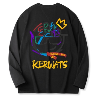 KERWATS可维斯品牌大码男女情侣皇冠笑脸印花秋季95棉打底长袖t恤