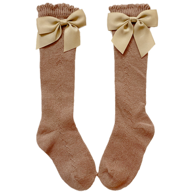 袜子镂空网眼春夏蝴蝶结女童公主