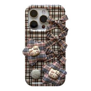 由里公园ins韩系少女波点格纹立体猫咪挂链15适用17pro苹果17ProMax手机壳iPhone16全包17软14Promax保护套13