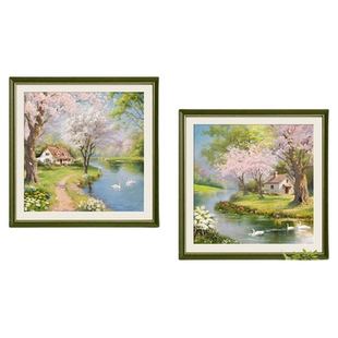 法式奶油风餐厅装饰画治愈系风景客厅沙发背景墙挂画卧室饭厅壁画