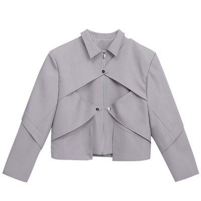 CulturE亮面假两件设计夹克外套