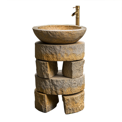 天然洗手盆大理石自然原石创意洗手盆户外庭院自然风复古怀旧