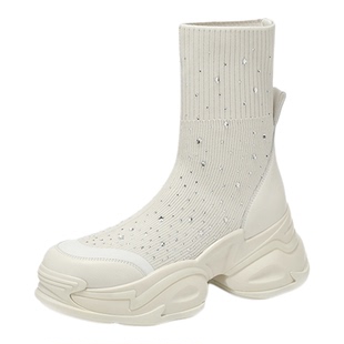 MILLIE'S/妙丽内增高马丁靴女2025年秋季新款透气松糕厚底短靴Q