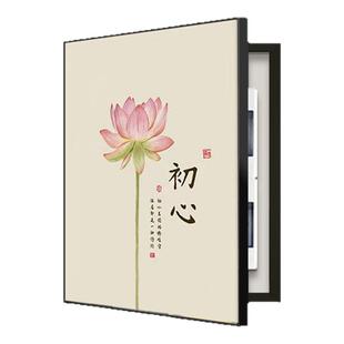新中式电表箱装饰画竖款配电箱遮挡禅意办公室免打孔弱电箱挂画