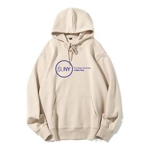 纽约州立大学 套头卫衣纽约州大SUNY连帽衫纪念品名校外套学霸绒