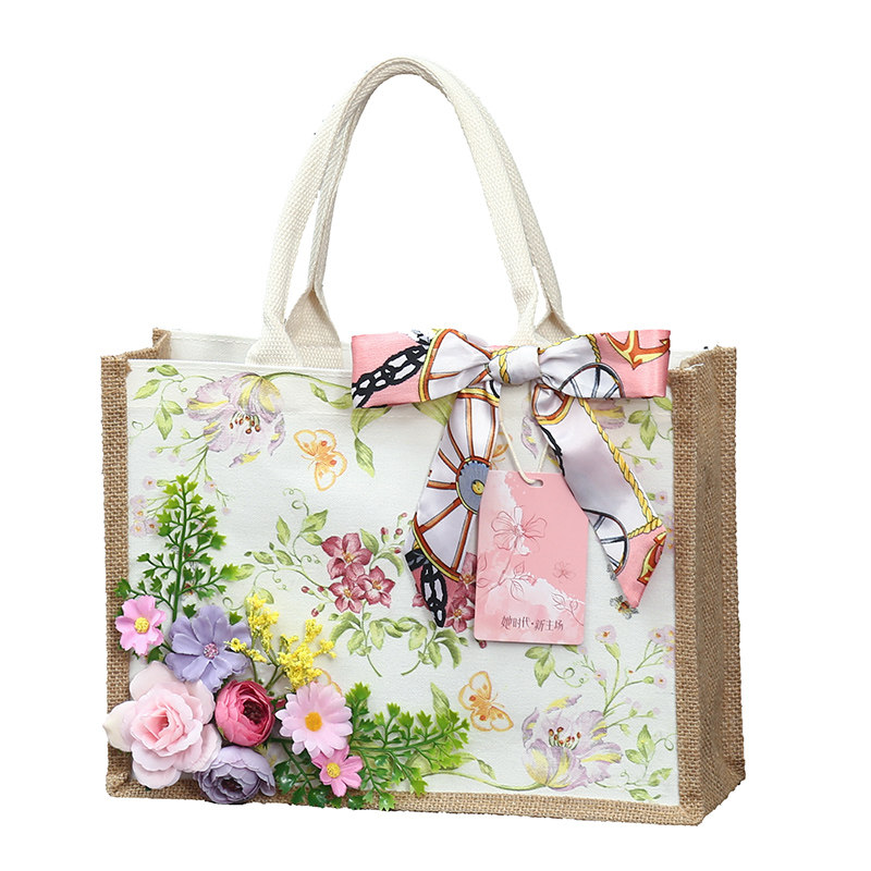 蝶古巴特包帆布袋绢花手工diy