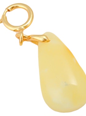 925银镀金天然蜜蜡挂坠小提溜diy