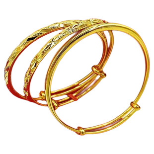 越南沙金手镯女满天星活口推拉可调节龙凤磨砂光面镯子不掉色戒指