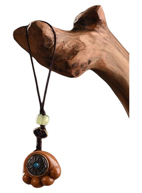 檀香木转转汽车钥匙扣红木绿檀雕刻把件挂饰吊坠文玩小礼品