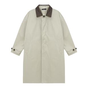 Unvesno(UN) 知识分子风中古感匹马棉皮领拼接袖A廓形秋冬风衣