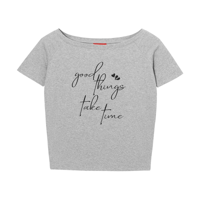 AFGK25FW草写一字肩短袖T恤