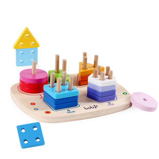 boby蒙氏几何形状配对四套柱玩具1-2岁3婴幼儿童早教益智手眼协调