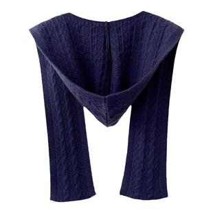 春秋季网红披肩帽子围巾一体连帽针织羊绒质感外搭衬衫加厚小披肩