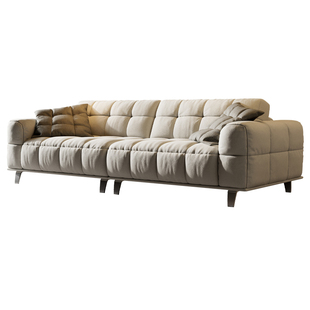 广巢 圣马可沙发奶油极简细麻布艺直排多人位客厅泡芙棉花糖云朵A