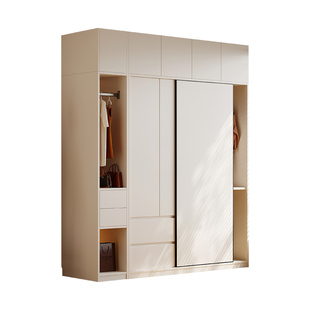 国补橡木推拉门全实木衣柜组合家用卧室一门到顶简约移门衣橱定制