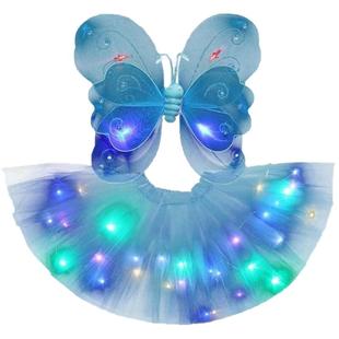 发光蝴蝶翅膀天使翅膀小女孩玩具魔法棒套装公主皇冠节表演道具