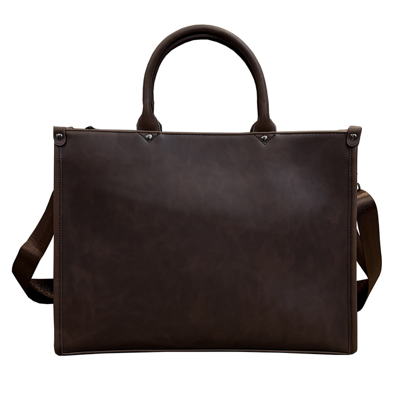 商务风男士手提横款方形包单肩斜挎包通勤电脑包大容量公文包耐磨