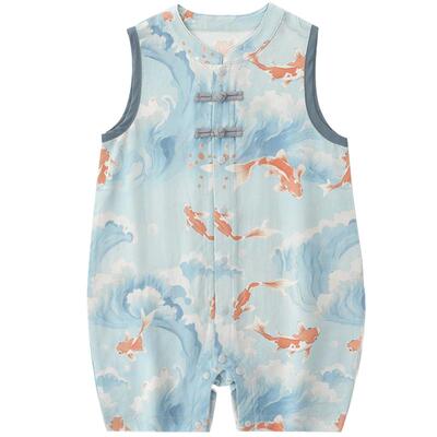 巴厘小猪男宝夏季无袖连体衣哈衣