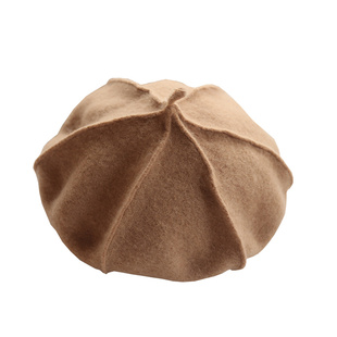 韩国单女童羊毛南瓜帽 亲子款贝雷帽 纯色八角帽 画家帽 秋冬帽子