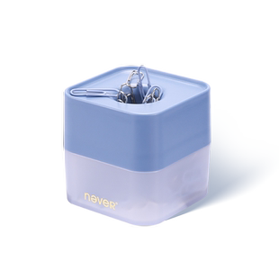 【明星同款】never小方糖回形针磁吸收纳筒曲别针彩色创意桌面摆件撞色大容量办公室文具