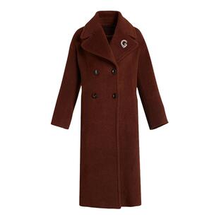 3期免息-乔万尼新款羊驼毛大衣女秋冬羊毛外套冬季商场同款高级感