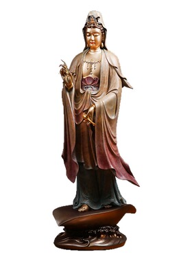 一叶自在观世音菩萨铜雕站姿佛像