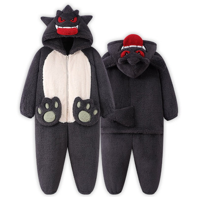 耿鬼冬季珊瑚绒男款搞怪连体睡衣