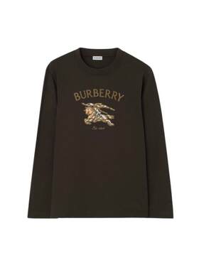 徽标格纹棉质长袖T恤衫BURBERRY