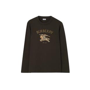 【新款】BURBERRY男装 骑士徽标格纹棉质长袖 T 恤衫 81326851