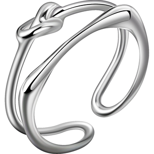 老银匠s925银戒指女开口小众设计款简约时尚银饰指环极简纯银女戒