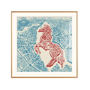 骏马之城丝巾挂画飞马客厅装饰画玄关走廊进门柜子摆件墙画