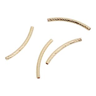 14K包金珠DIY手链 刻面弯管子珠1.5*24/ 2*34mm保色珠 50根一份