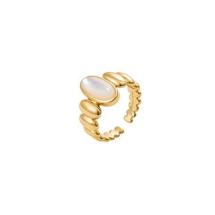 王玉雯同款 AmberLollipop天然虎眼石戒指女轻奢蛋面设计开口指环