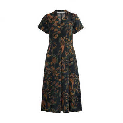 香薇姿高端复古香云纱真丝连衣裙