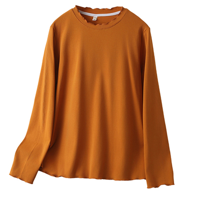 大码女装春秋花边领纯棉打底衫